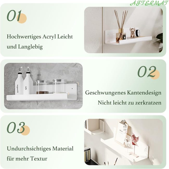 Mensole Galleggianti Bianche Upsimples – 4 Pezzi Da 38,1 Cm, Ripiani A Muro Per Bagno, Camera, Cucina E Ufficio