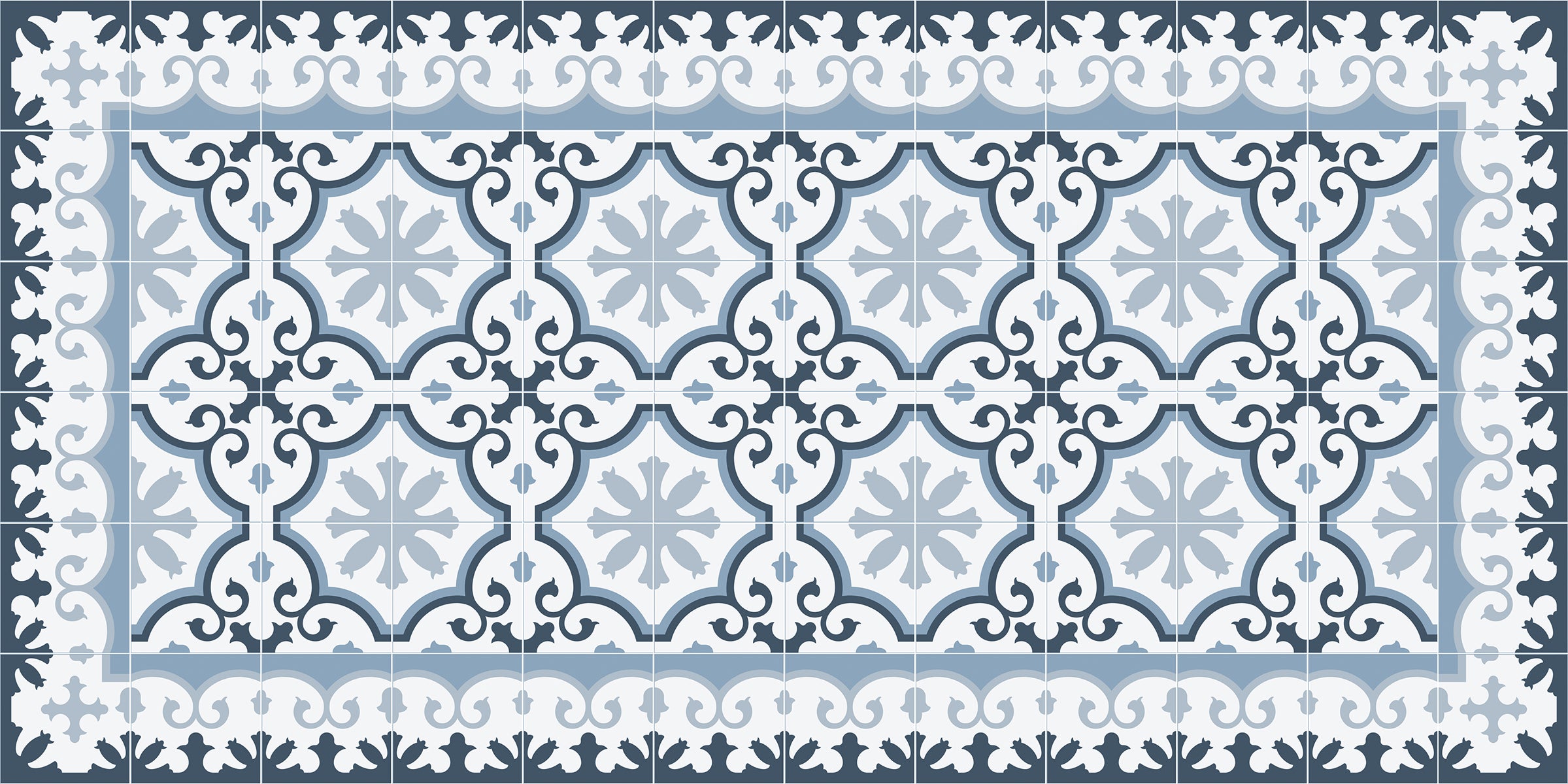 Dywan winylowy Marseille niebieski 50x100 - antypoślizgowy dywan z PVC do kuchni lub salonu, zmywalny, wodoodporny styl