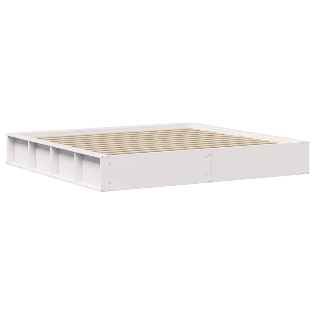 Cadre de lit blanc en bois de pin massif pour la chambre, 180 × 200 cm - 7