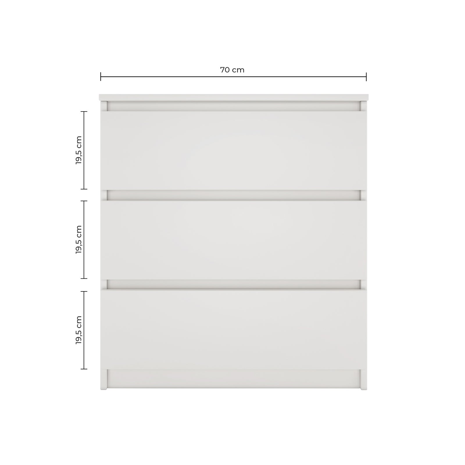 Commode moderne avec 3 tiroirs Malwa M3 - Blanc - 5