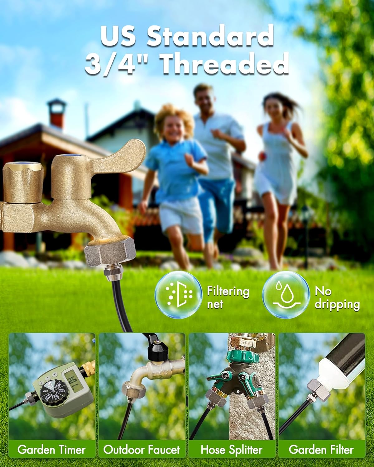 Kit Brumisateur Extérieur 10m avec Filtre à Eau - Système de Brumisation Basse Pression - Rafraîchissement pour Jardin, Terrasse, Balcon & Serre - 7