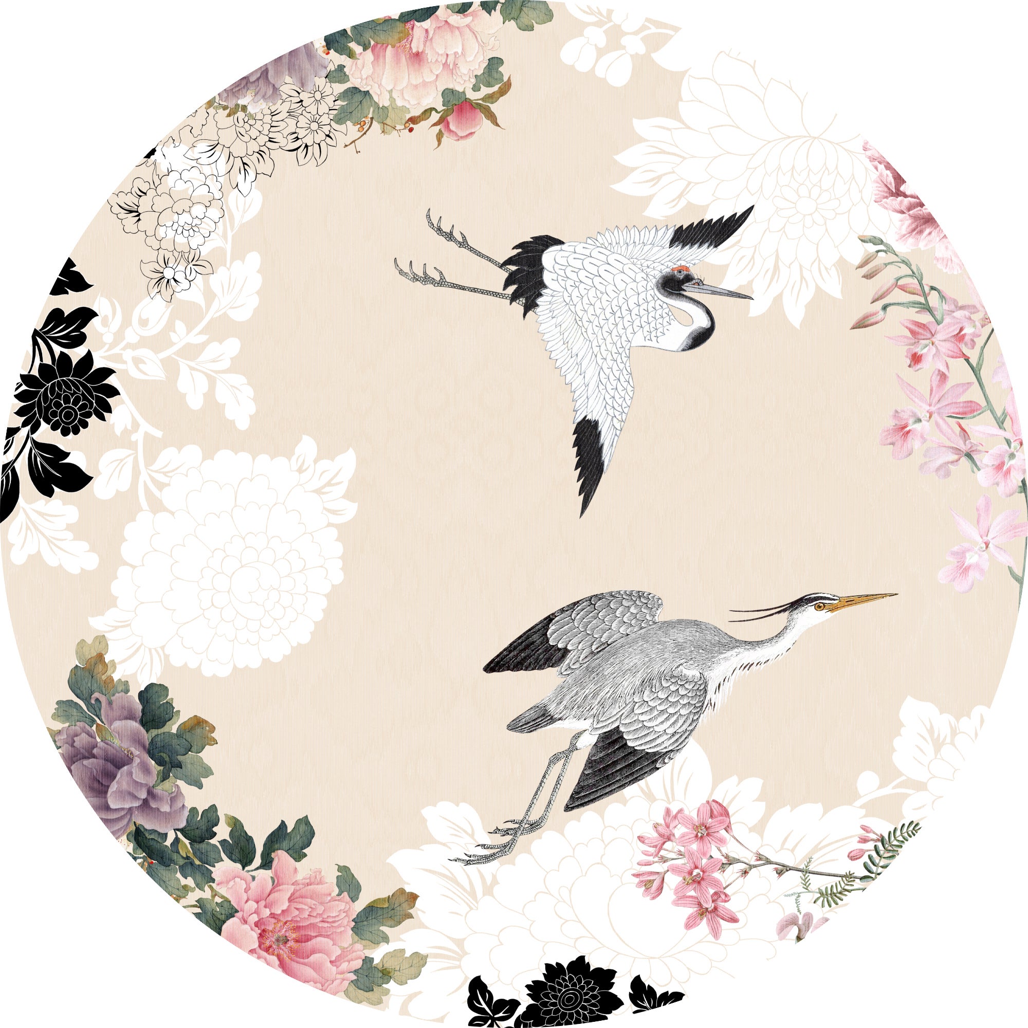 Hanami Vinyl Carpet Round [średnica] 100 cm - antypoślizgowy, winylowy dywan do kuchni lub salonu, zmywalny, abstrakcyjny styl
