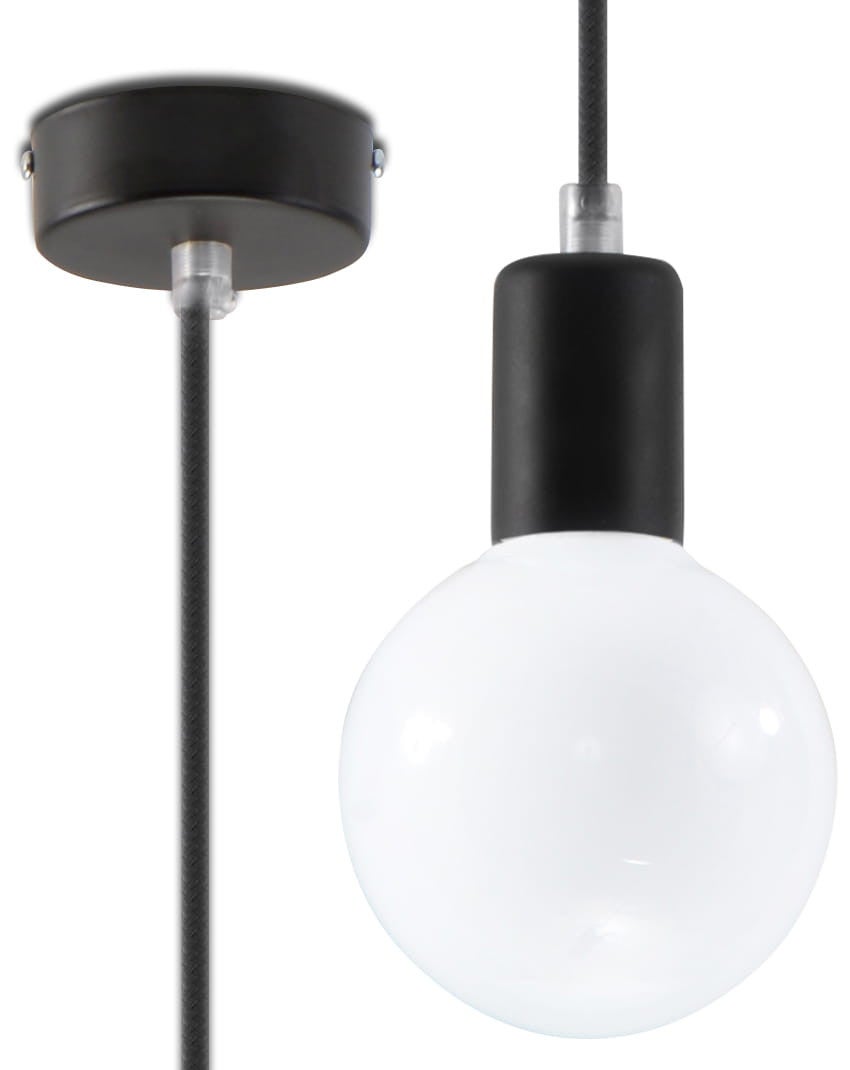 Lampa sufitowa wisząca Edison czarna 1xE27x60W wym: 100 x 8 x 8 cm metal Sollux Lighting
