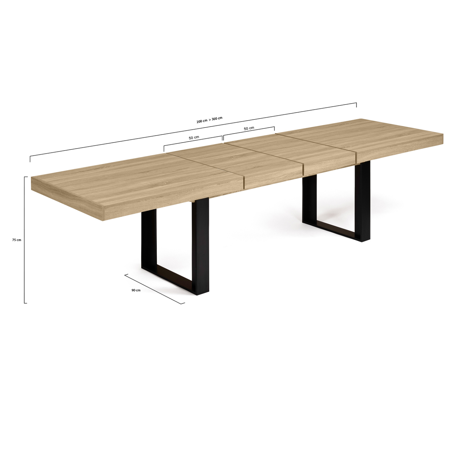 Table à manger extensible rectangle PHOENIX 6-12 personnes bois et noir 200-300 cm - 5