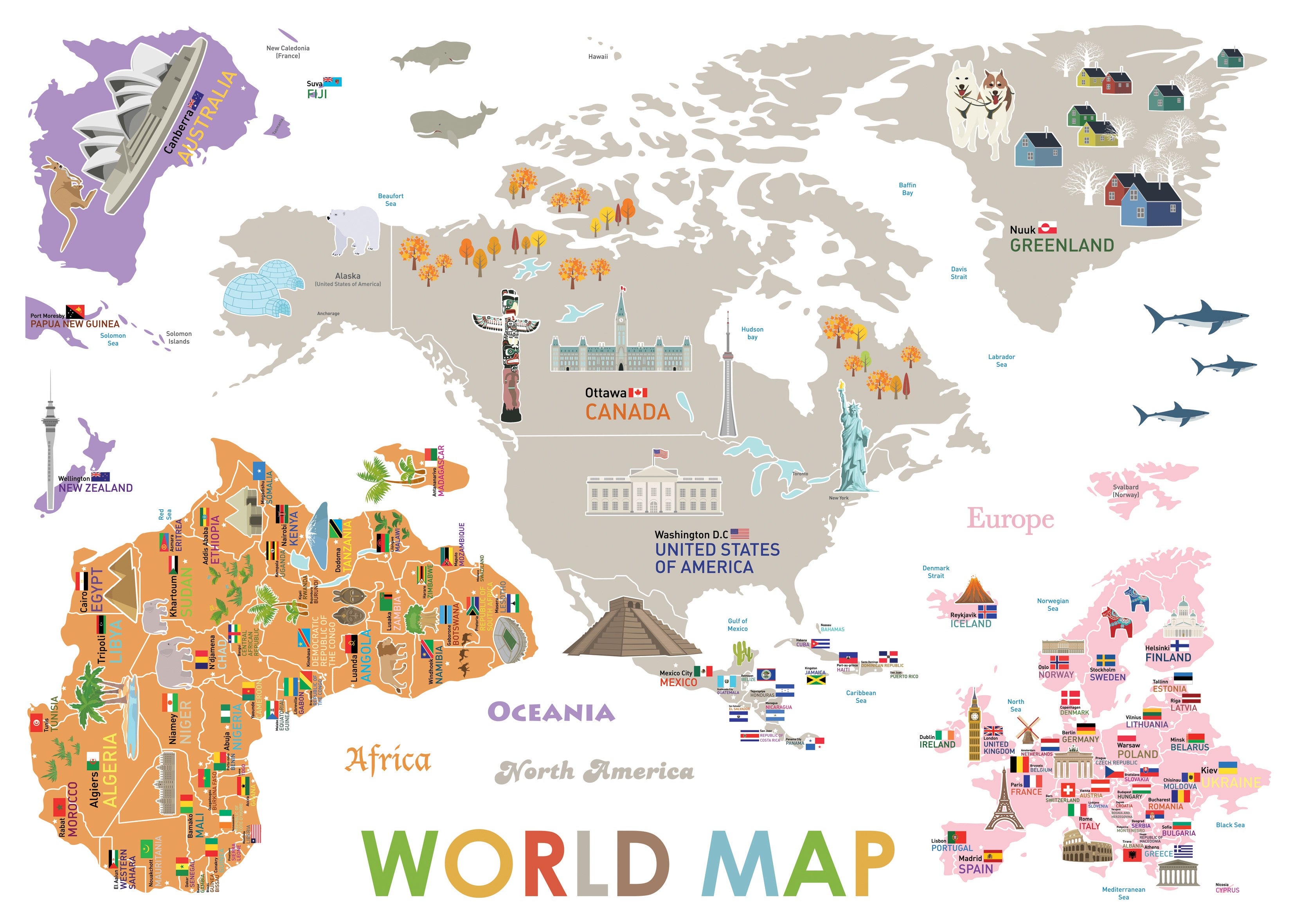 Adhesivo Giant Mappa mondiale per i bambini - Sticker adesivo - adesivi murali - - 4