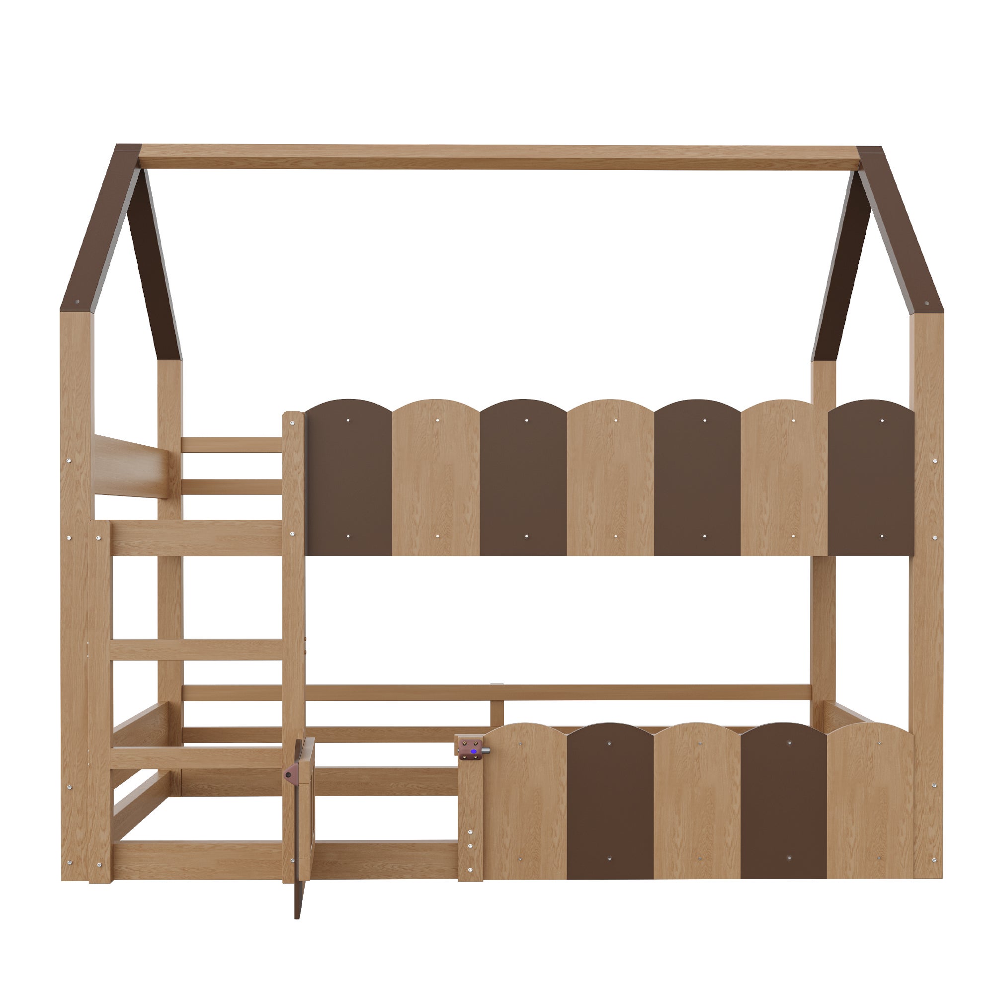 Letto a castello 90x200 cm barriera rete legno MDF bicolore senza materasso - 9