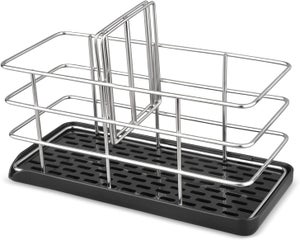 Porte-éponge Pour évier Cuisine - Avec égouttoir Et Porte-serviettes | Noir
