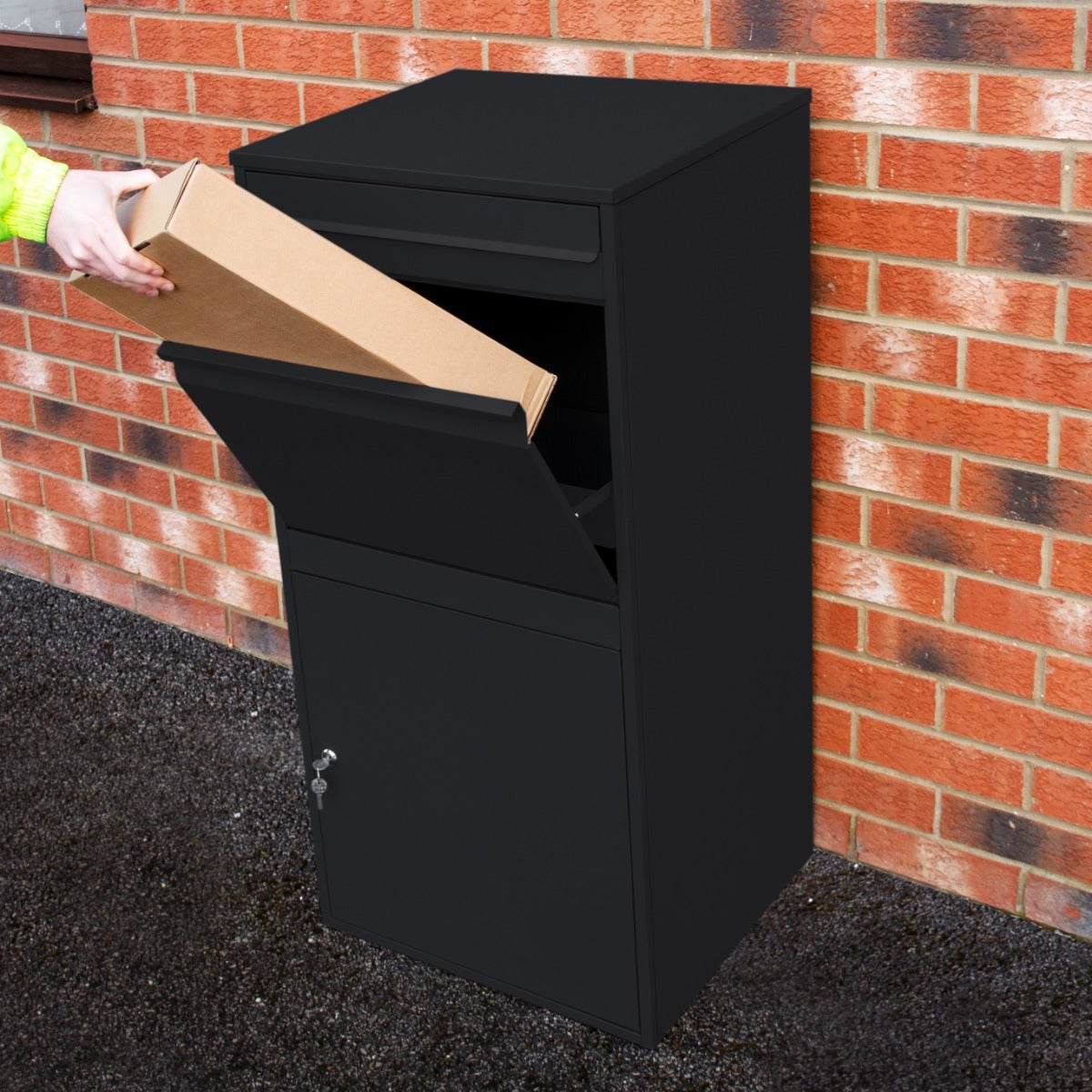 Boîte à Colis XL Anti-vol Noire en Acier Autoportante Boîte aux Lettres Murale Colissimo -Grande boîtes jusqu'à 44 x 33 - 6