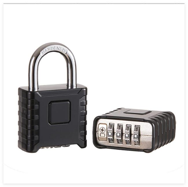 Lot De 2 Cadenas à Code 4 Chiffres Extérieur - Étanche Et Robuste Anse 8mm - Pour Portail, Abri Jardin, Casier - Noir