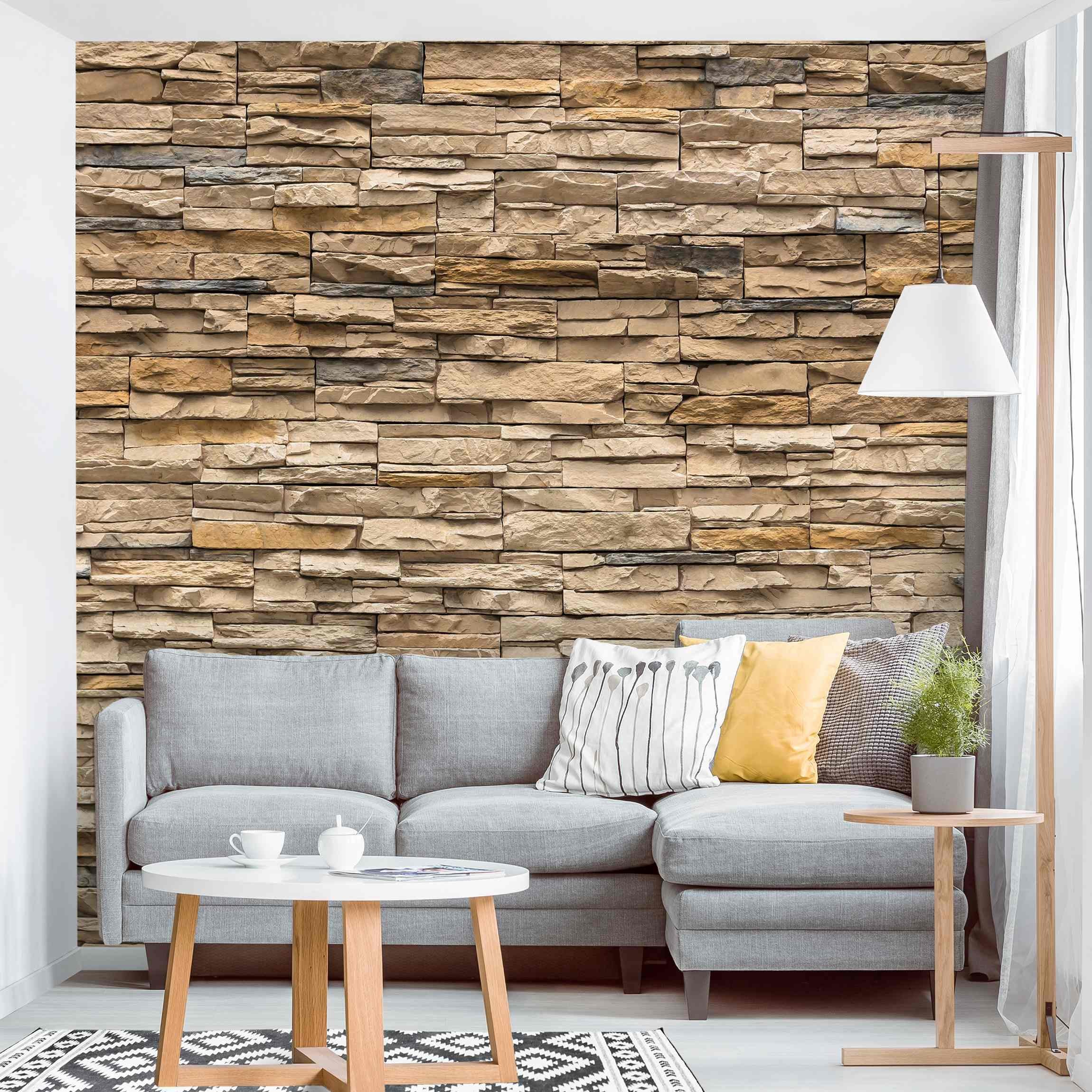 Papel pintado fotomural 3d estampado imitación piedra rústico 8 - salón dormitorio cocina pasillo - tnt 288 x 288 cm premium