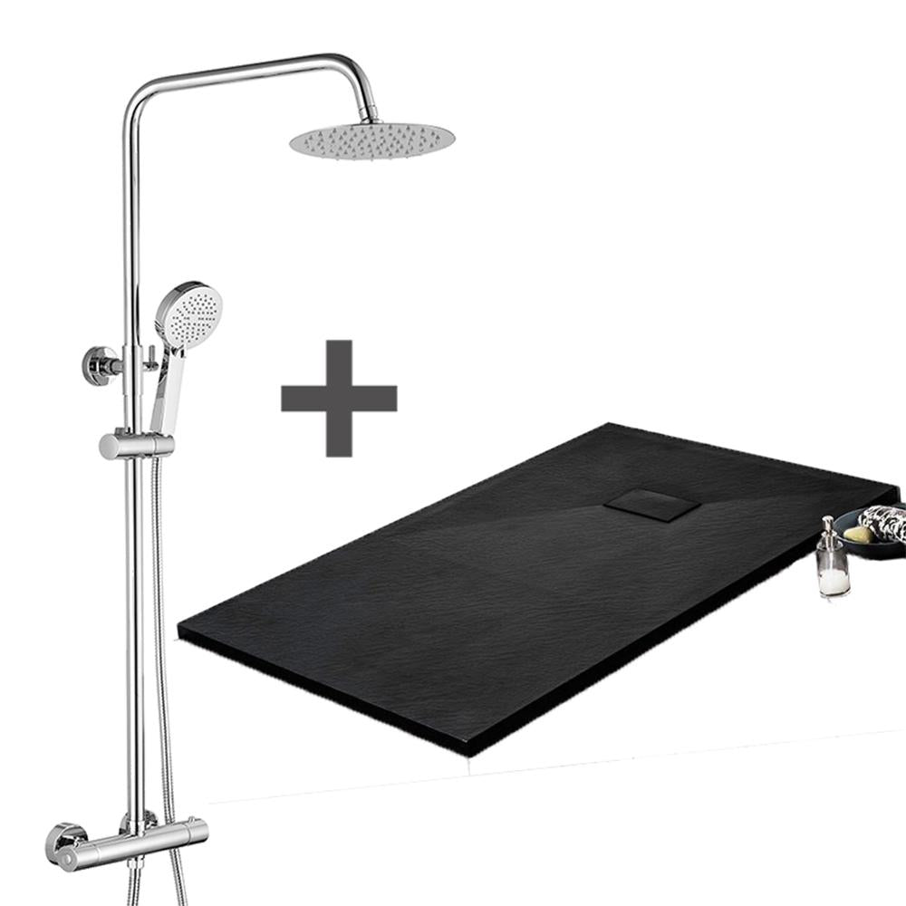 pack-receveur-de-douche-80-x-160-cm-extra-plat-noir-colonne-de-douche