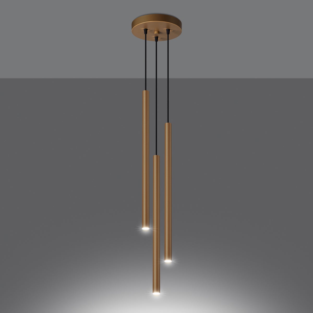 Lampa wisząca BRILL 3P złota LED 3000K - 20x20x115cm Sollux