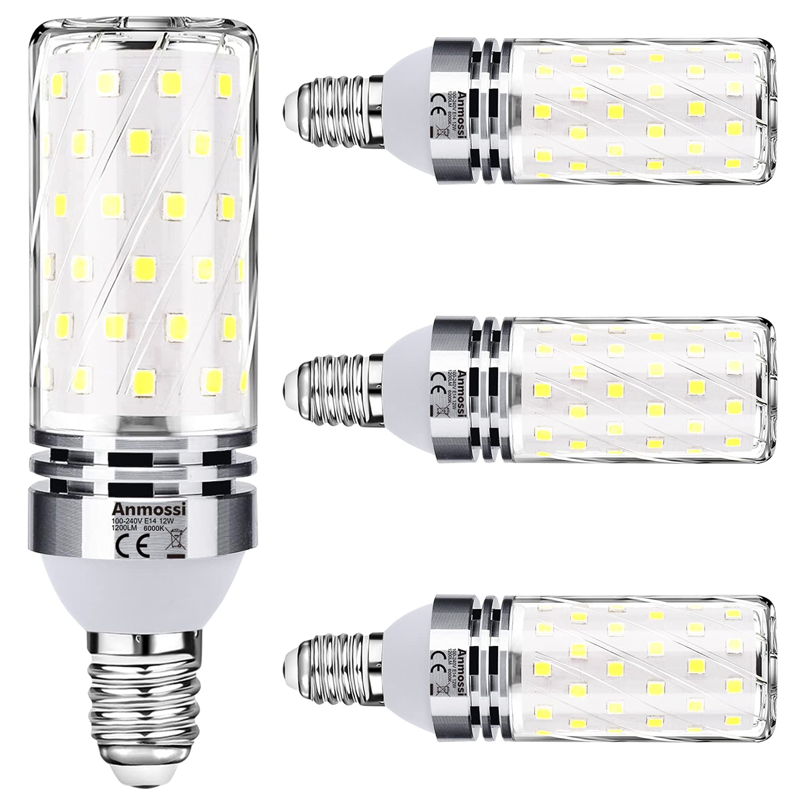 Sauglae Lampadina LED Mais E14 12W - Bianco Caldo 3000K - Equivalente 100W - 1450 Lumen - Confezione Da 4