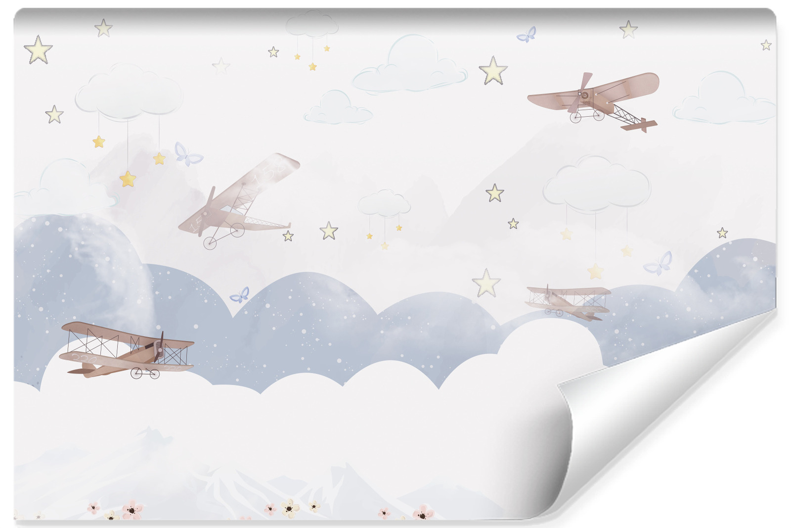 Vilene papel pintado fotográfico para habitación infantil clouds aviones estrellas 300cm x 210cm