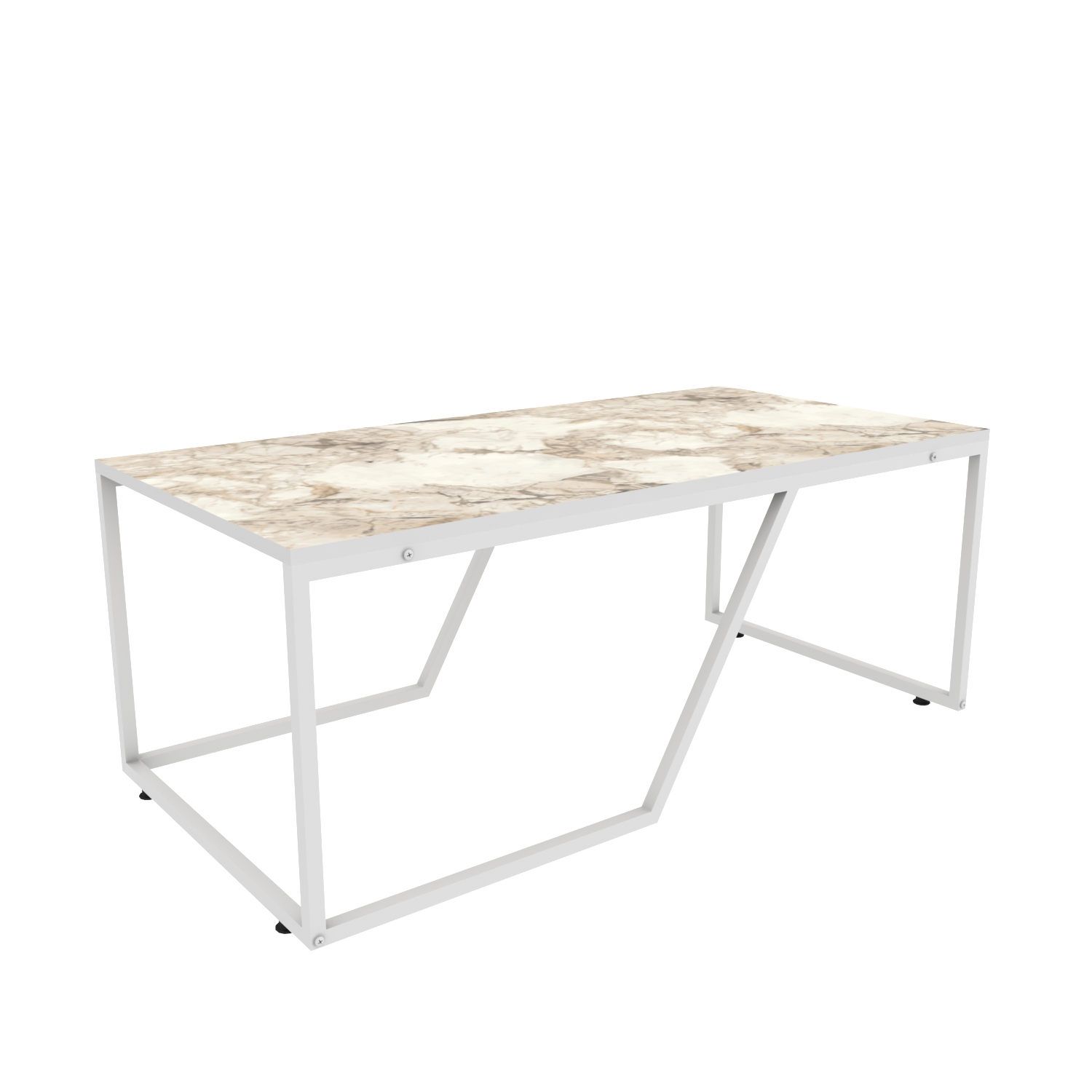 Masuta cafea Wendy, alb cu efect de marmura, PAL melaminat, 120x60x48 cm