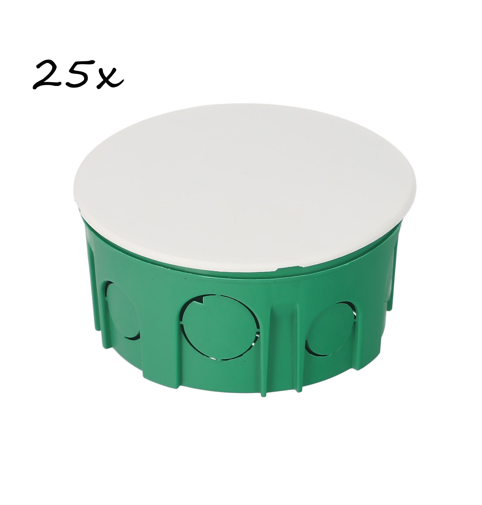 Puszka podtynkowa fi 100 płytka z deklem bez wkrętów zielona dekiel biały EDO 25szt.