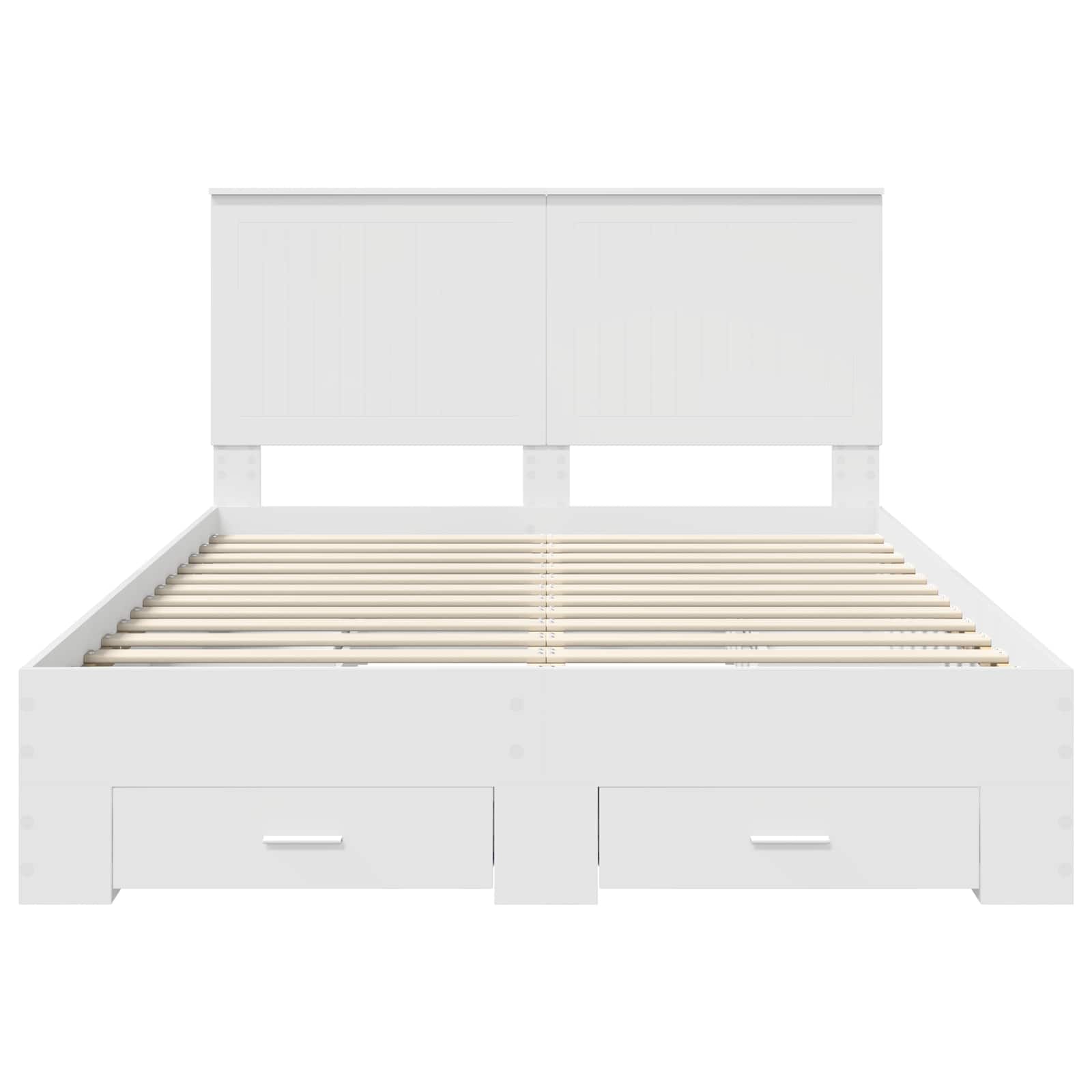 Cadre de lit avec tiroir blanc 140 x 190 cm panneau de bois - 8