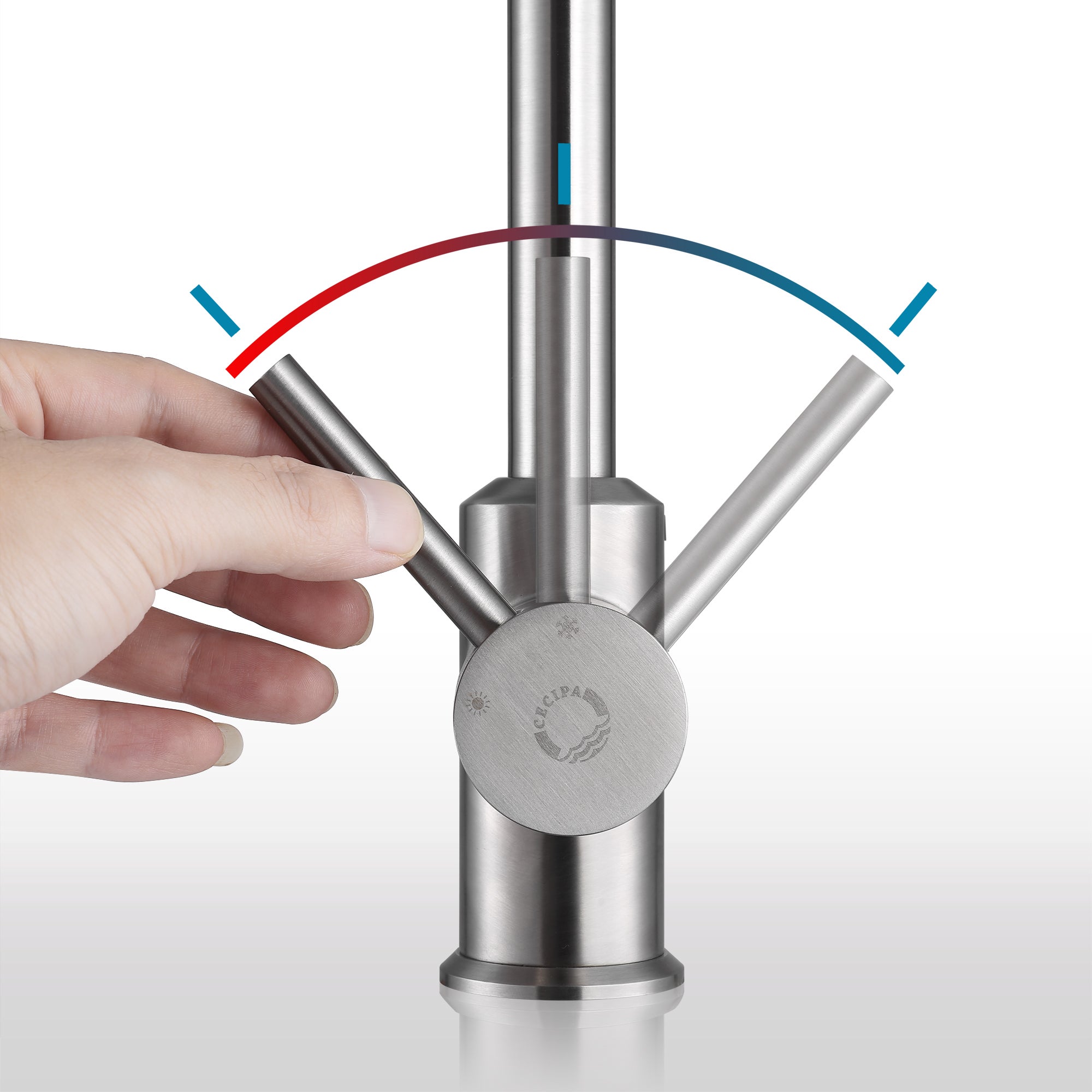 Miscelatore da cucina Cecipa max U-Forme in acciaio inox - Miscelatore per lavello acqua calda e fredda con gocciolatore rimovibile,EU Modello - 8