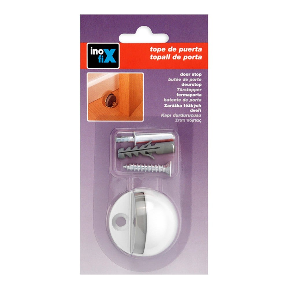 Butee porte metallique avec vis blanc (blister) inofix - 2