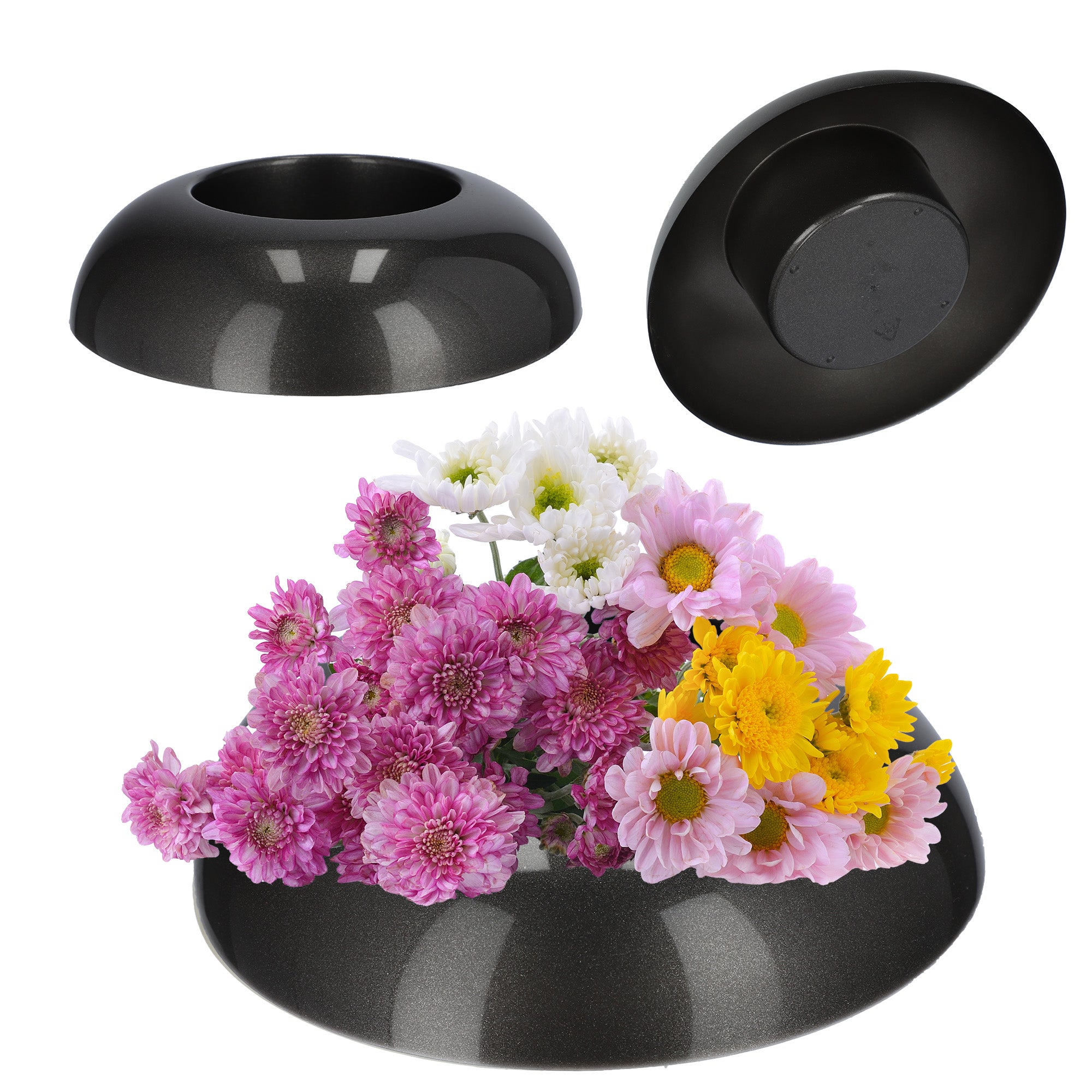 DONICZKA OSŁONKA DO KOMPOZYCJI KOMPOZYCJE STROIK BAZA IKEBANA GRAFIT 9,5cm