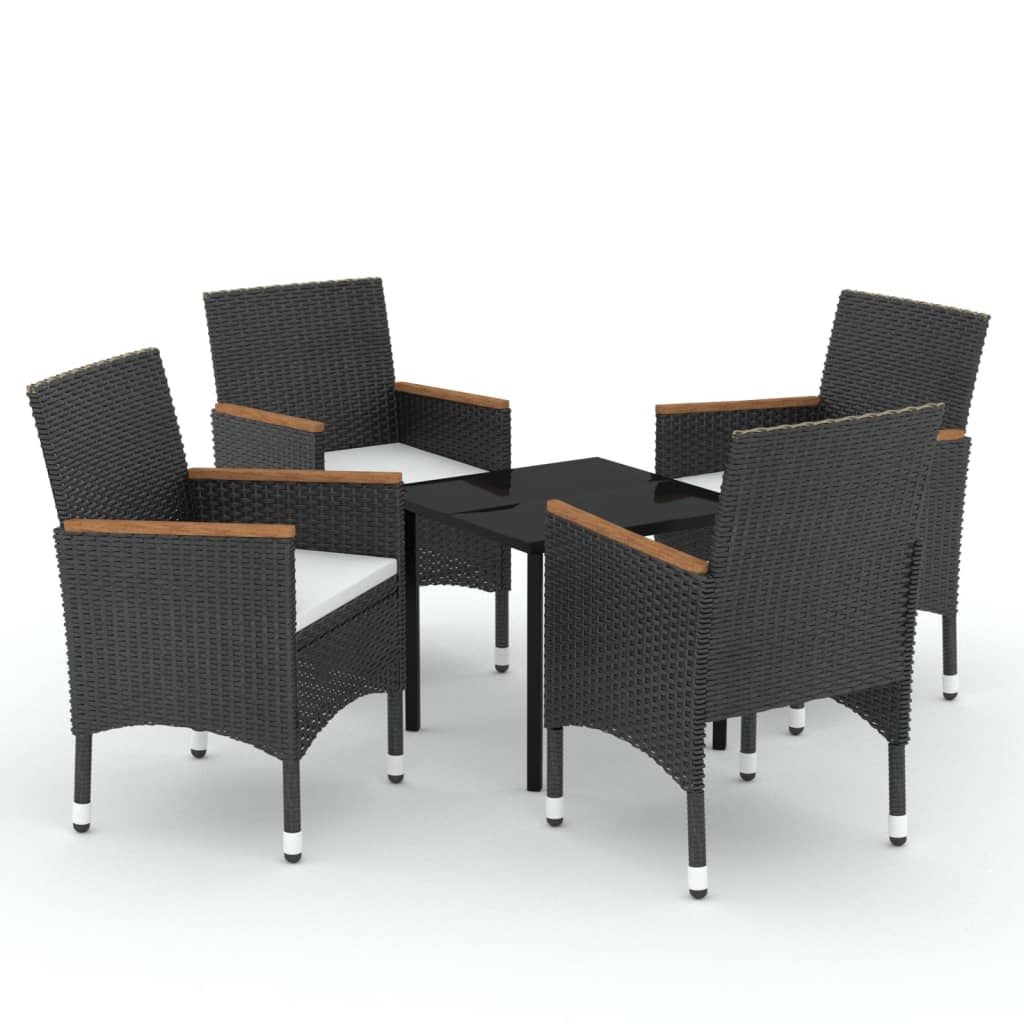 Maison Exclusive - Set da Pranzo da Giardino 5 pz con Cuscini Nero - 2