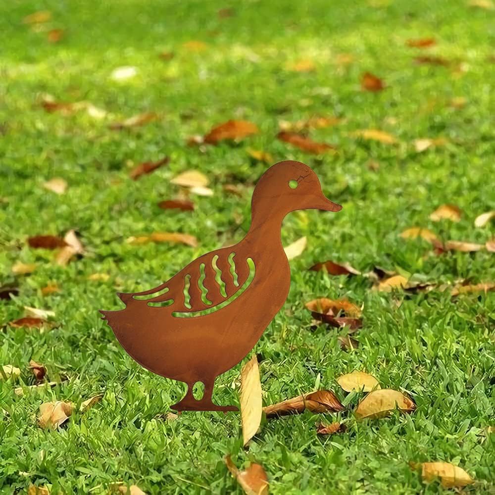 Piquets Canard Métal - Lot de 4 - Silhouettes Animalières pour Décoration Jardin Extérieur - 3
