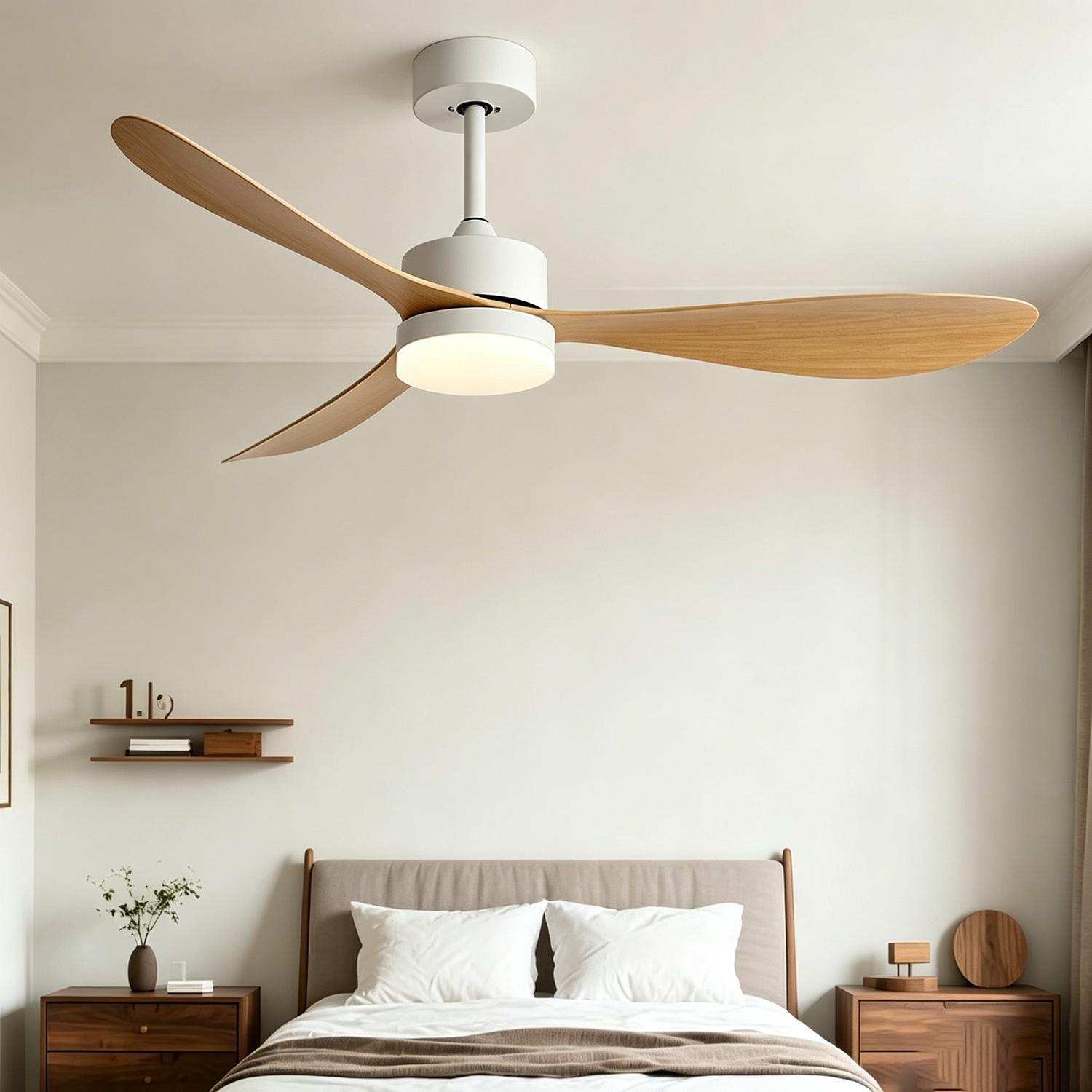 Ventilateur de plafond de 106 cm avec éclairage, télécommande et commande murale, 3 températures de couleur, 6 vitesses de ventilation et minuterie. - 2