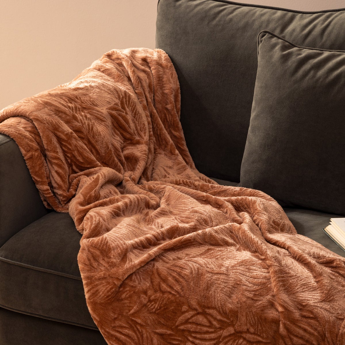 Plaid flanelle Roy terracotta 125x150cm - Atmosphera créateur d'intérieur - 2