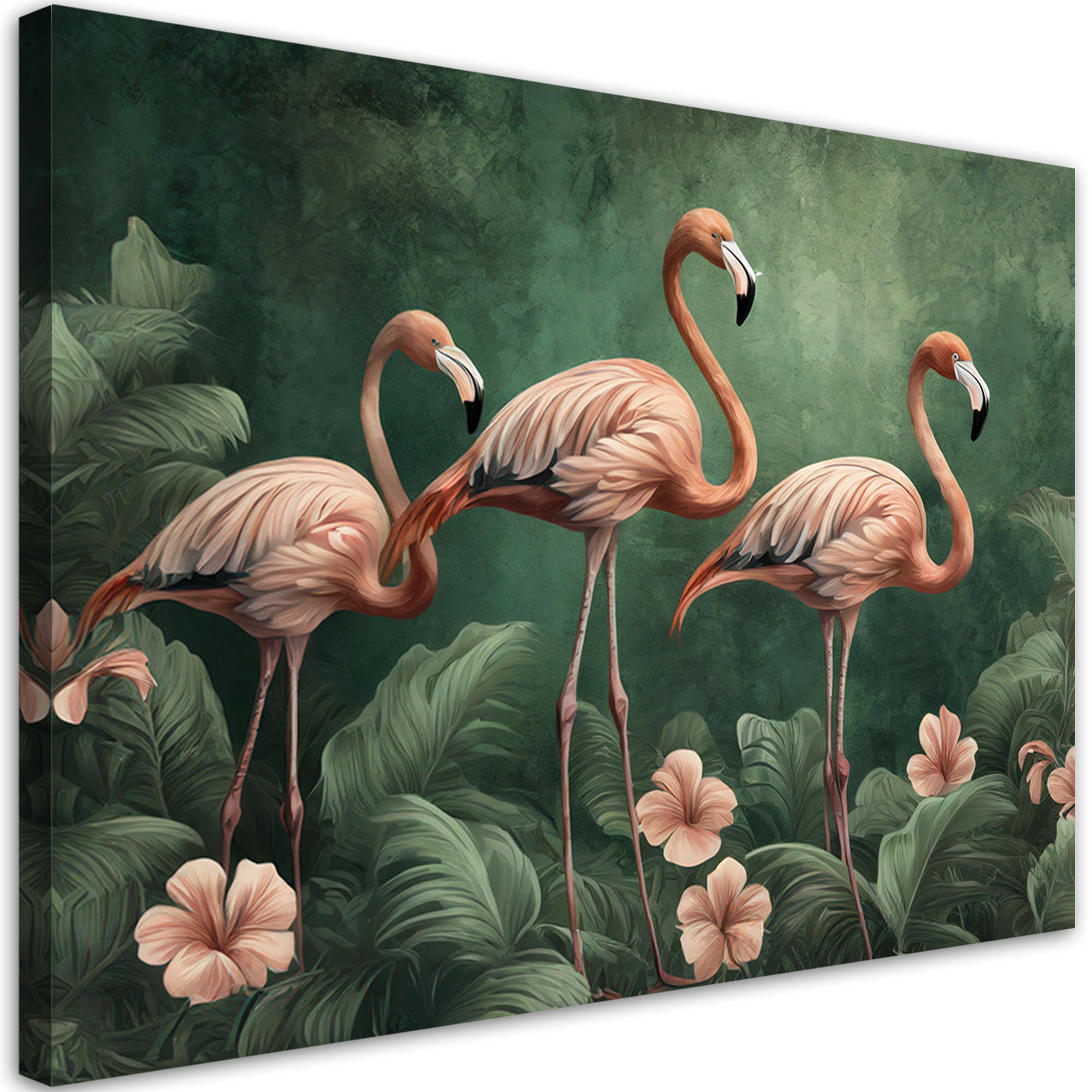Obraz na płótnie, Ptaki, flamingi, dżungla, zwierzęta 100x70