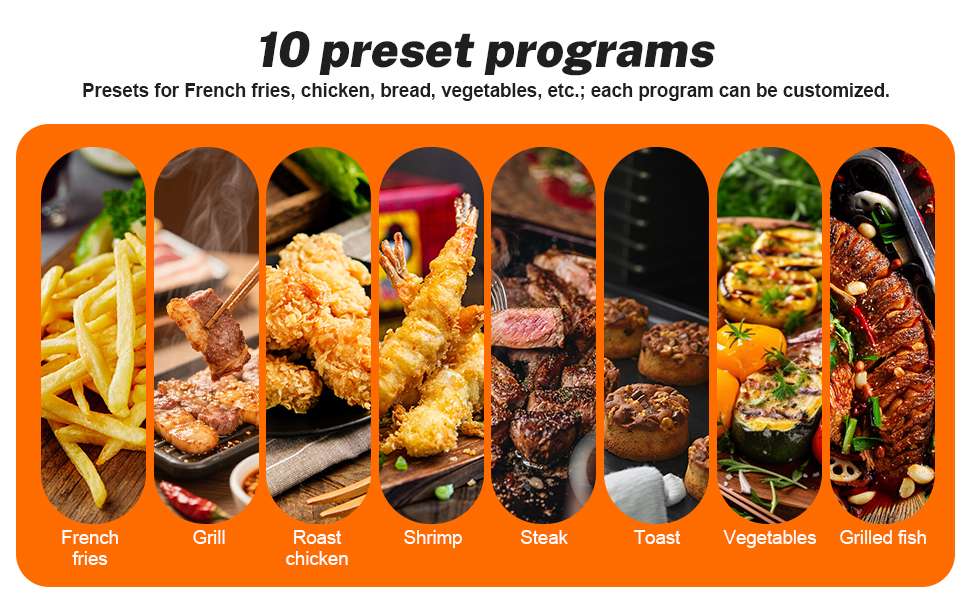 Friteuse à air 10L grande capacité intelligente écran tactile cuisson saine faible en huile multifonction - 9