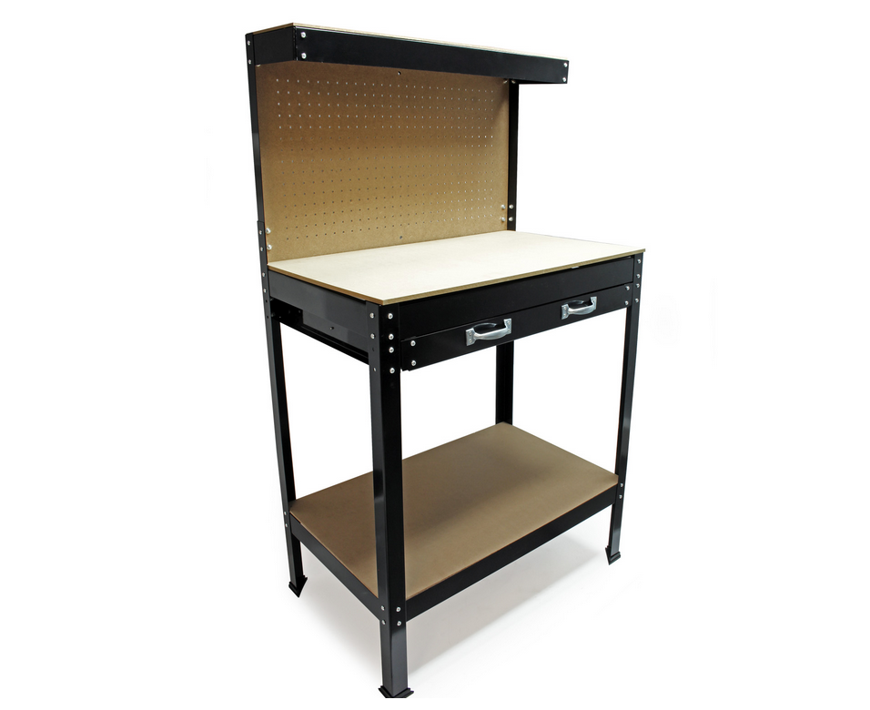 Établi d’atelier 1200 x 600 x 1600 mm avec paroi perforée étagère et tiroir pour rangement outils - 3