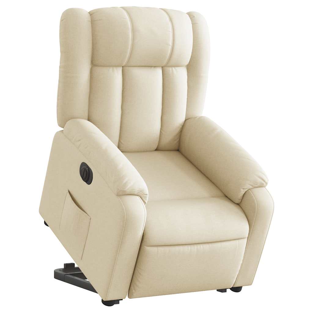 Fauteuil inclinable électrique crème tissu - 3