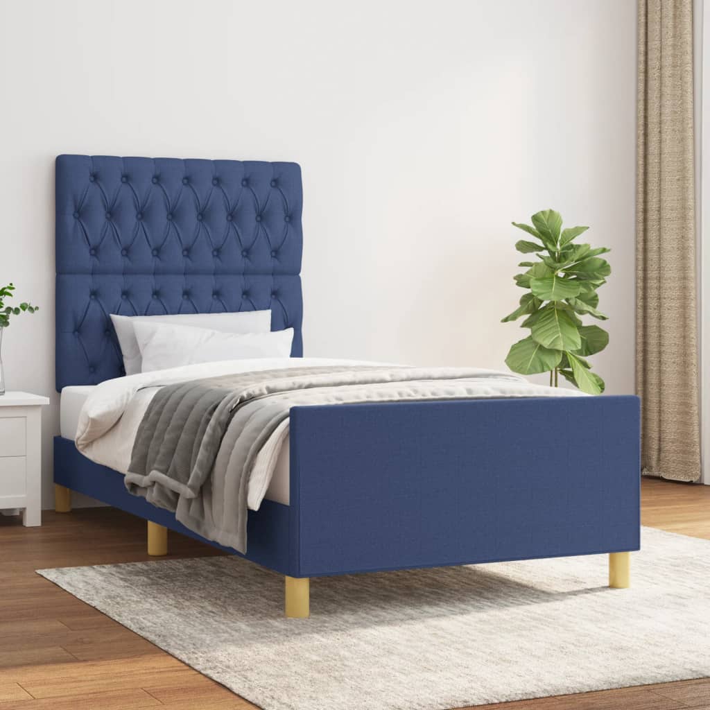 Tête de lit Hauteur réglable avec tête de lit Bleu 140 cm tissu