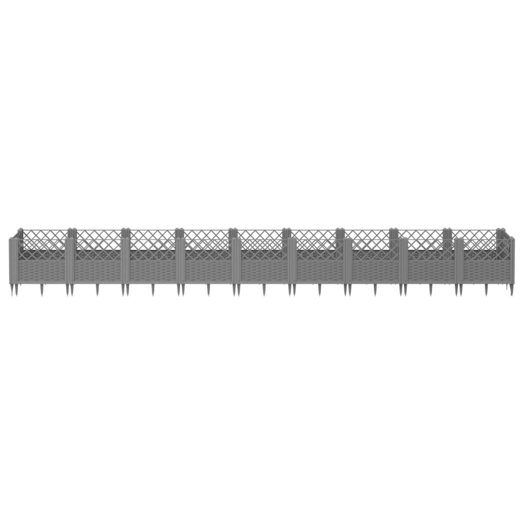 Jardinière de jardin | Pot de Fleurs avec piquets gris clair 363,5x43,5x43,5 cm PP CFW87031 - 3