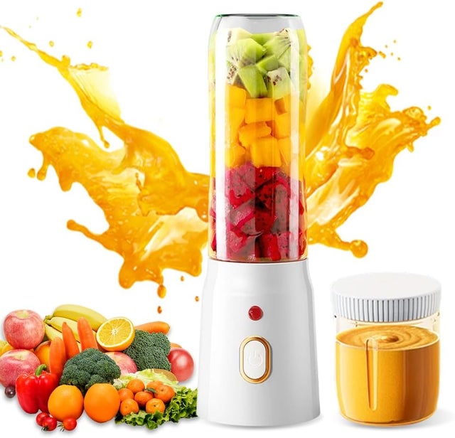 450 ml Przenośny blender na wynos - Przenośny blender z 10 ostrzami - Mini kielich z pokrywką - Akumulator USB - Do soków i smoothie