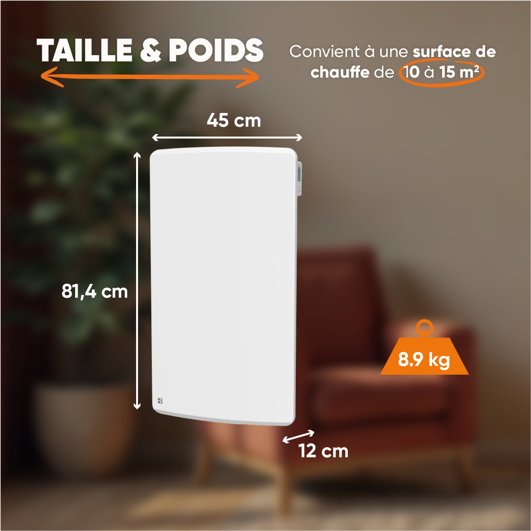Radiateur électrique fixe à inertie sèche céramique 1500W Bestherm ARIA vertical blanc - 5