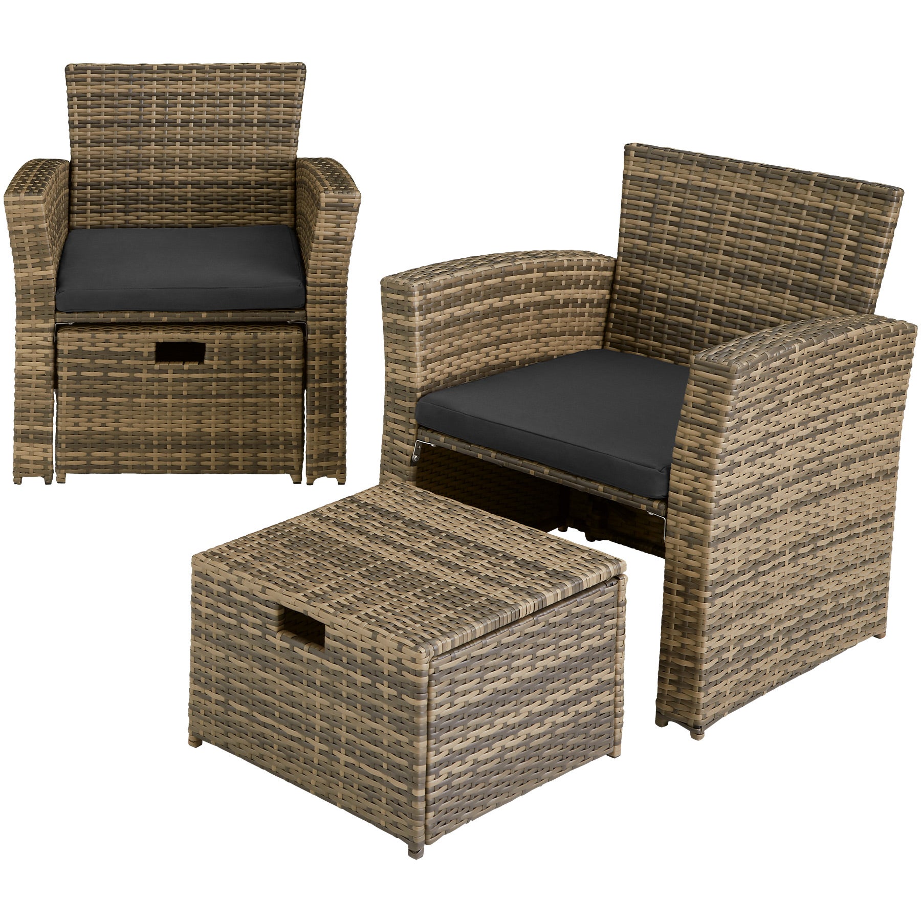Salon bas de jardin en Résine tressée Beige 4 personnes - 2