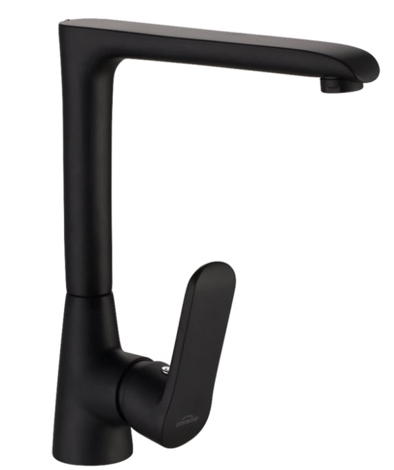 Bateria Kuchenna Stojąca Zlewozmywakowa Z Obrotową Wylewką Czarna Invena