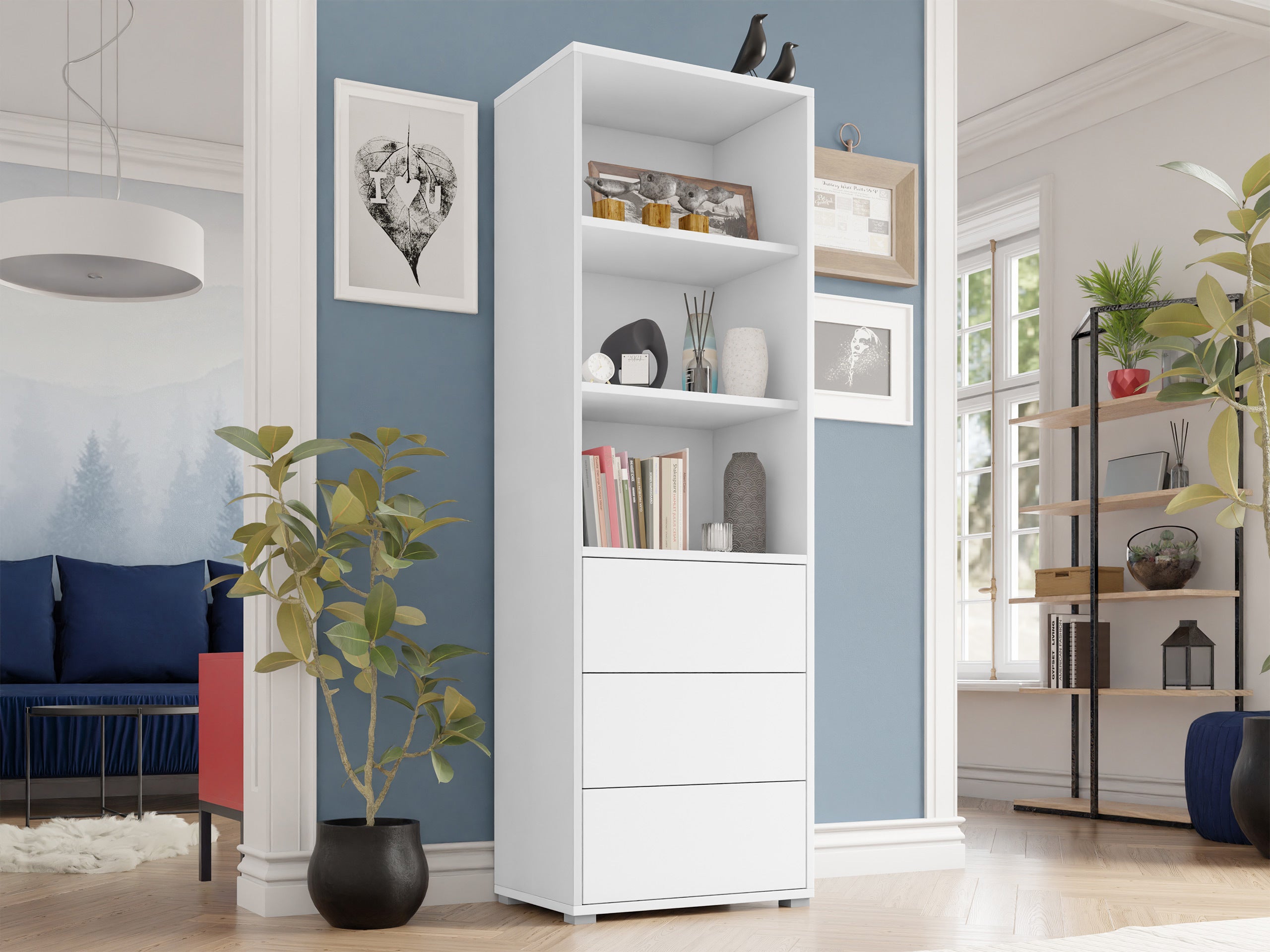Estante Comfivo Tutela, Com gavetas, Fechado, Placa de aglomerado laminado, 178x60x40cm, Branco - 2
