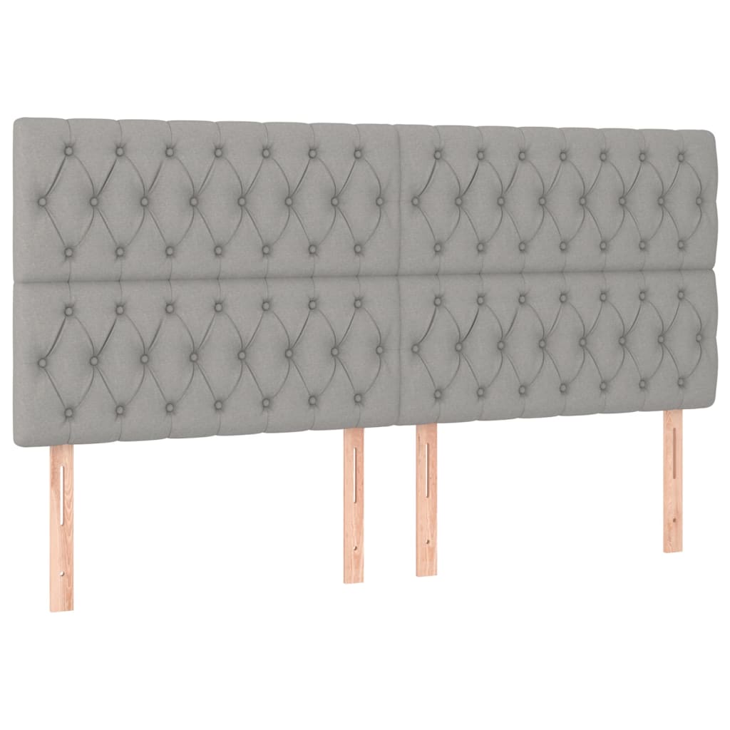 Cadre de lit sans matelas, avec tête de lit gris clair en tissu, pour la chambre - 9