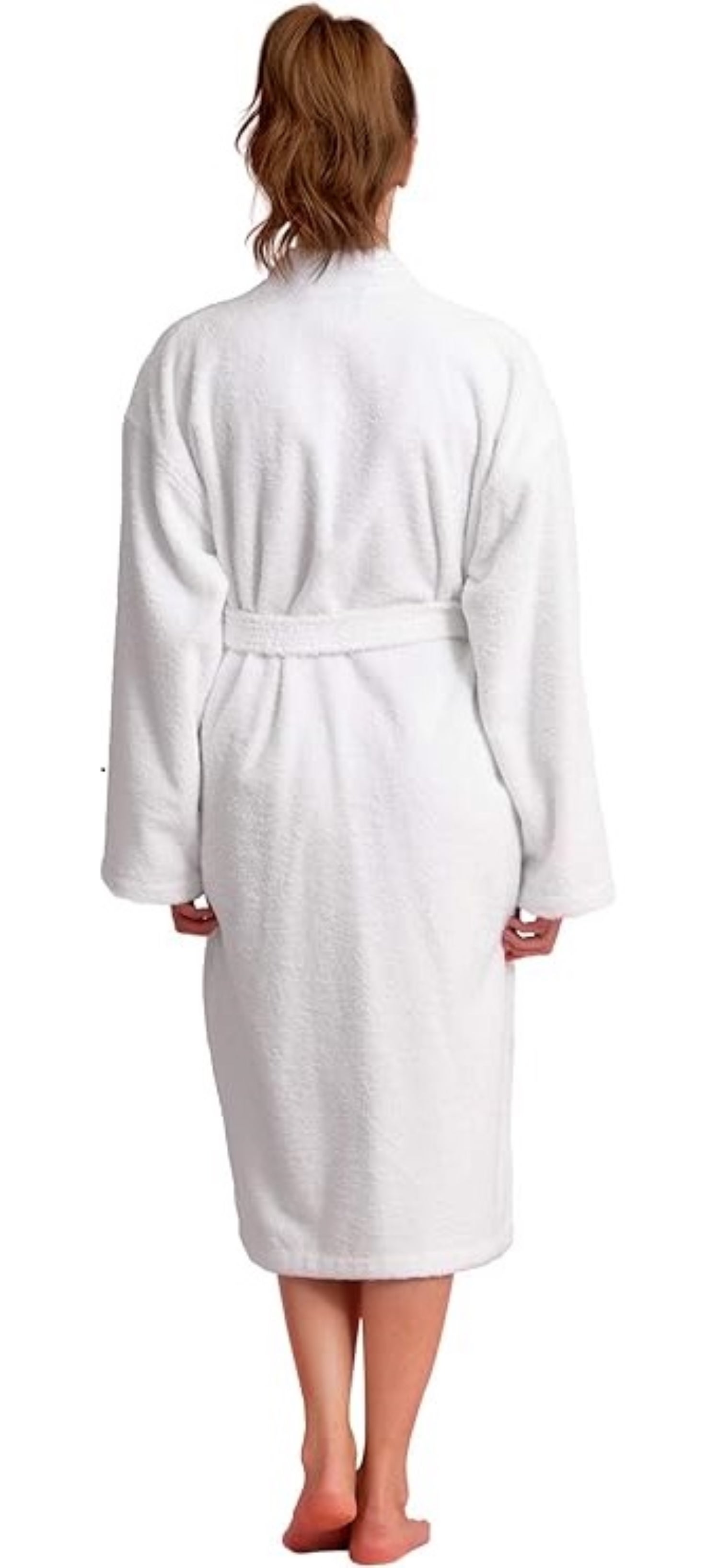 HaraDeco Peignoir de douche pour homme et femme, coton 380 g/m², tissu éponge doux au toucher pour la maison et l'hôtellerie (blanc, XL) - 5