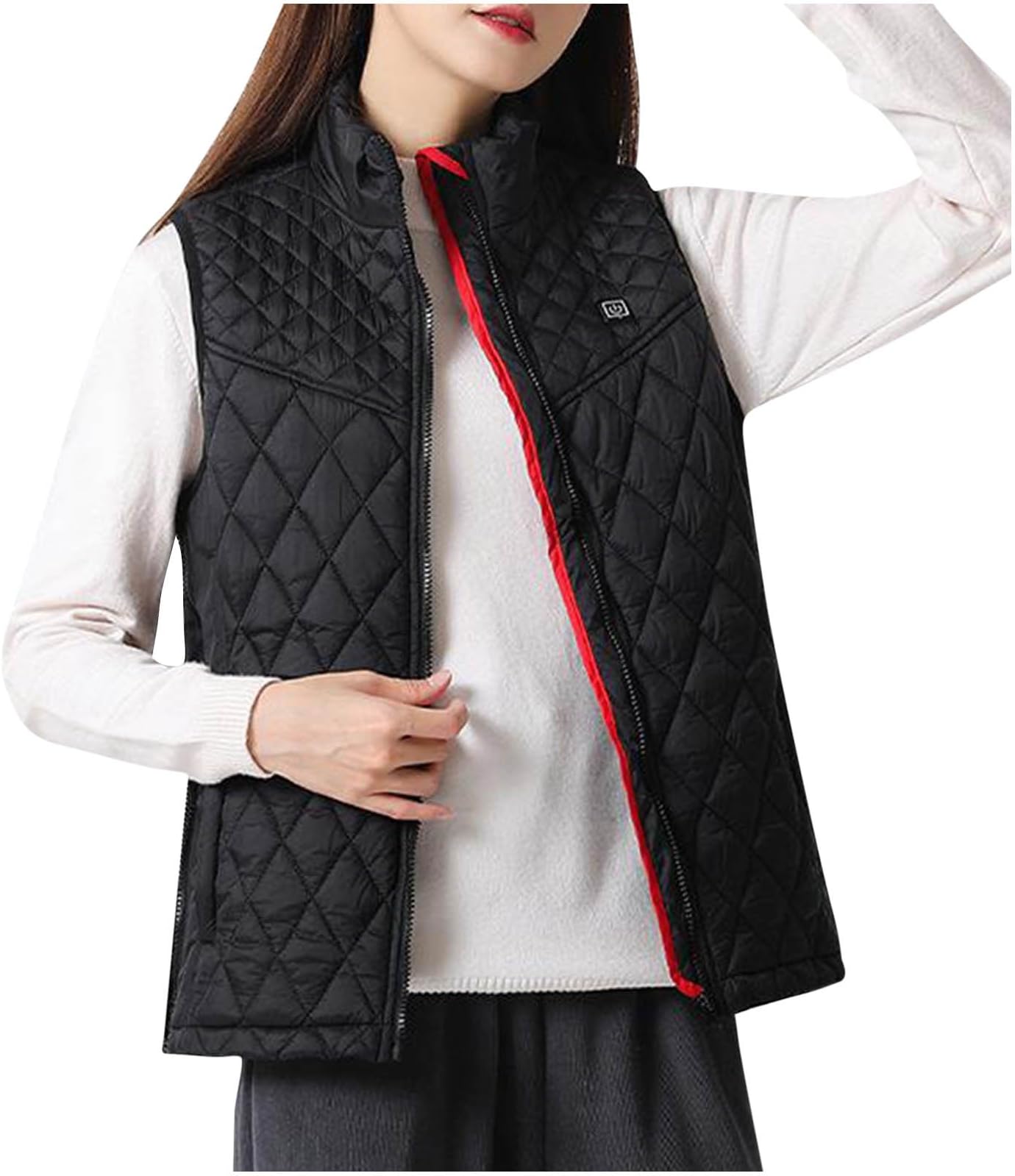 Gilet chauffant pour femmes dames Chargement USB Gilet chauffant Chauffe-corps chauffant électrique Gilet chauffant ，M(155cm-165cm，45kg-55kg)，noir - 2