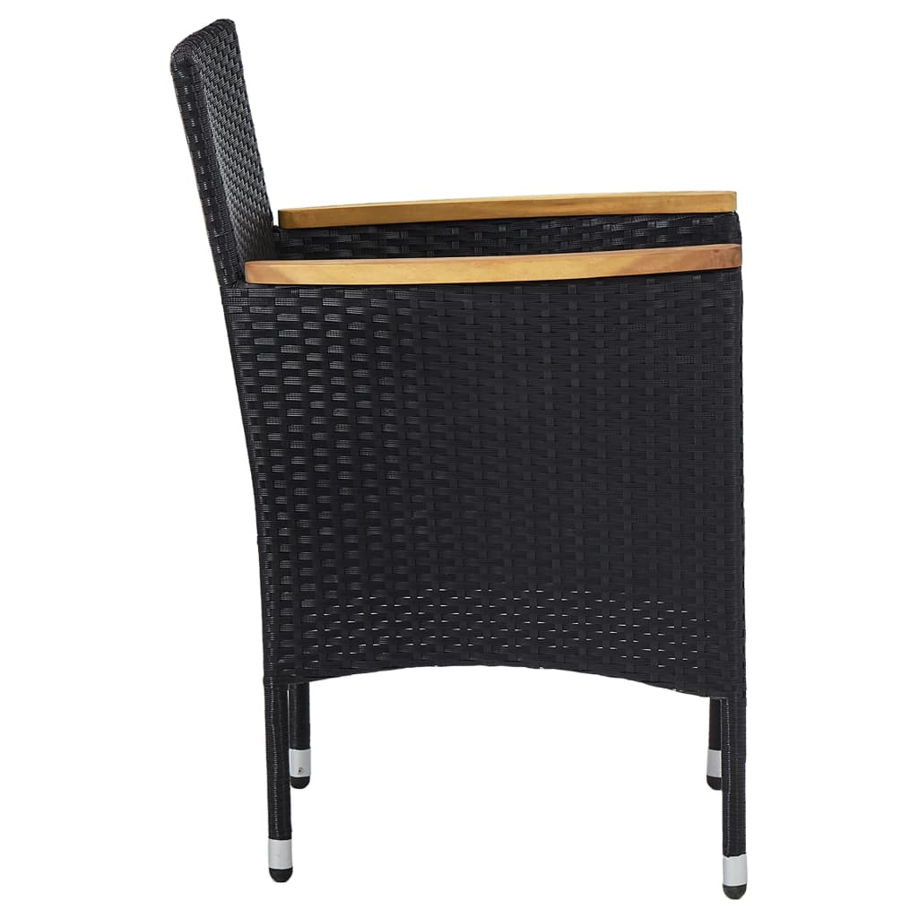Ensemble à dîner de jardin 3 pcs Noir Résine tressée et acacia 4 - 8