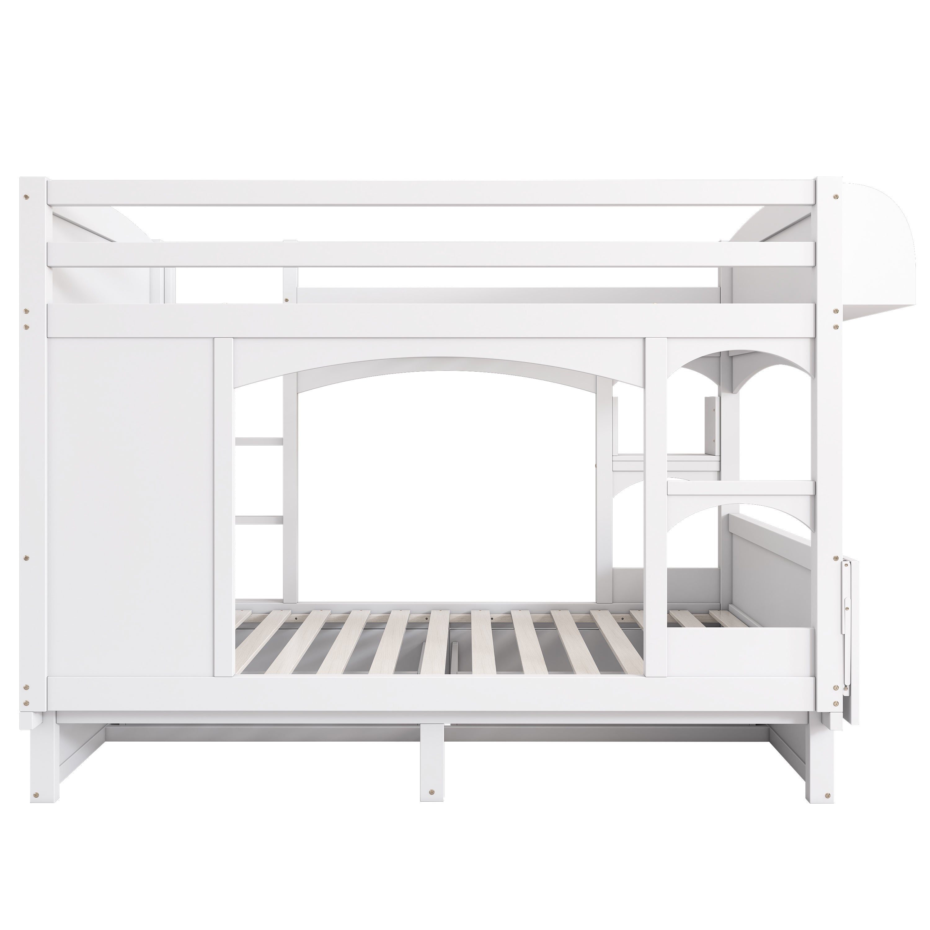 Lit superposé enfant multifonction 90x200 cm avec bureau rabattable et étagère,Échelle,2 tiroirs de rangement,blanc(sans matelas) - 9