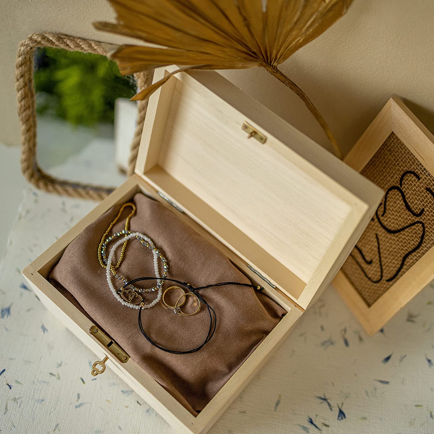 Boîte En Bois Décorative Vintage, Boîte à Bijoux En Bois