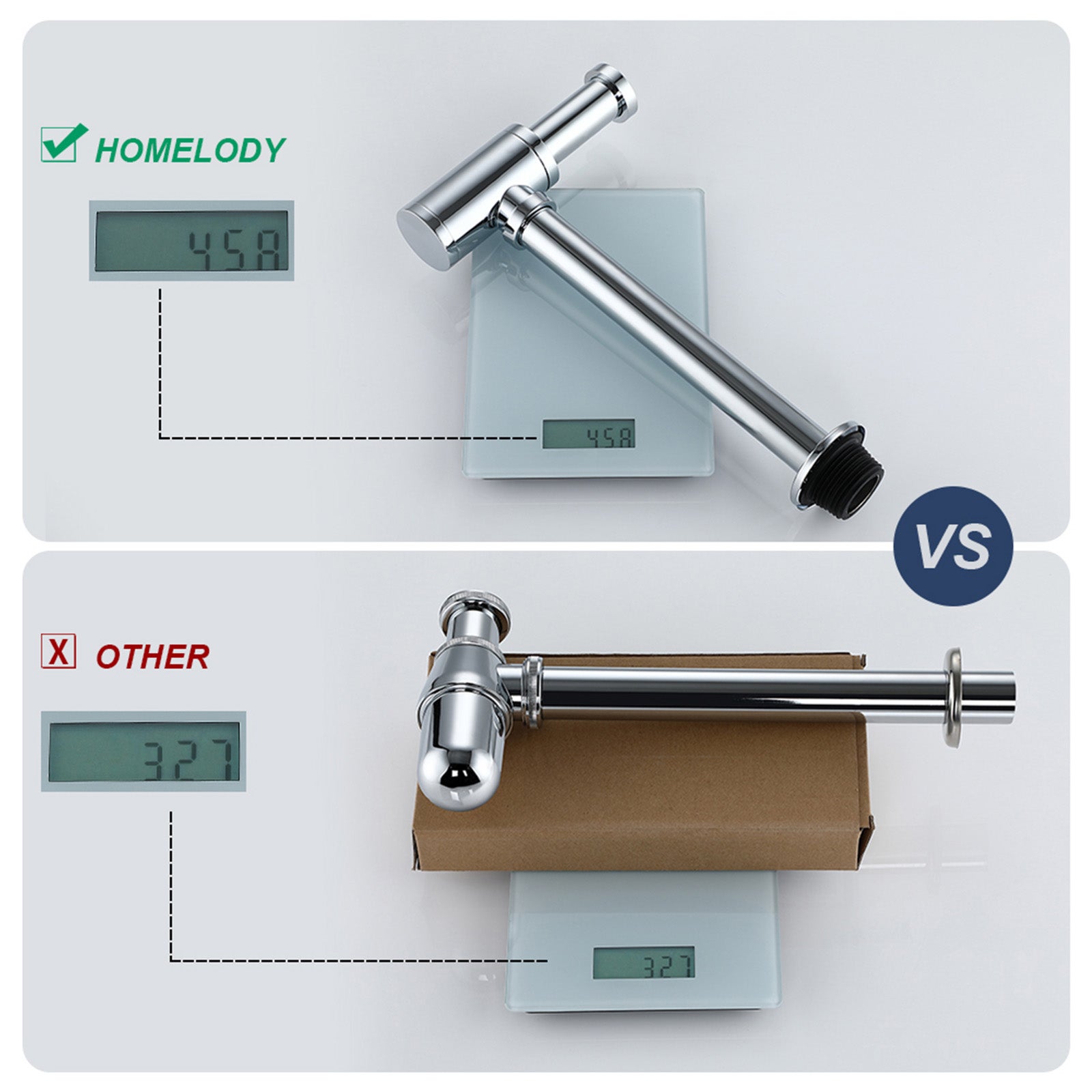 Siphon de Lavabo en Acier Inox Siphon pour vasque et lavabo hauteur réglable Set de Siphon G1-1-4