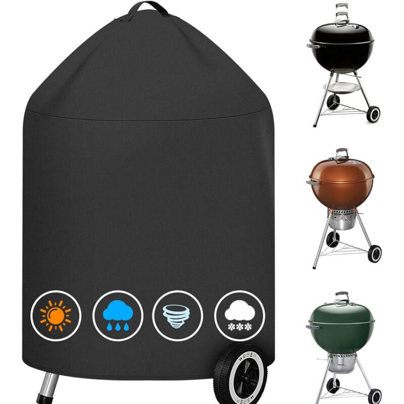 Pokrowiec na Okrągły Grill 71x68cm – Wodoodporny 420D, Odporny na UV, Wiatroodporny, z Uchwytami