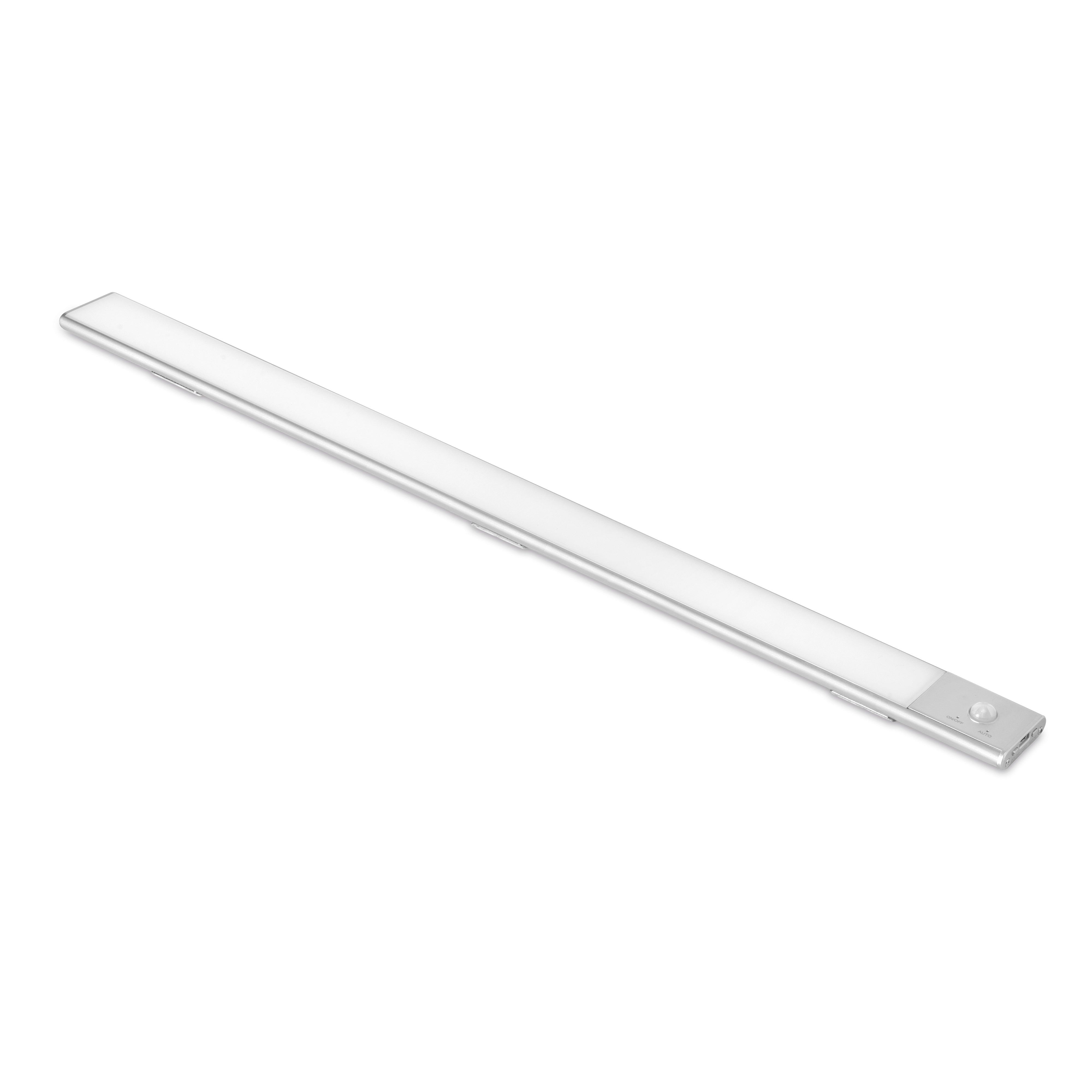 Emuca Lampka ścienna LED Kaus ładowana przez USB, z czujnikiem ruchu, L600 mm, Plastik i aluminium, Anodowany mat
