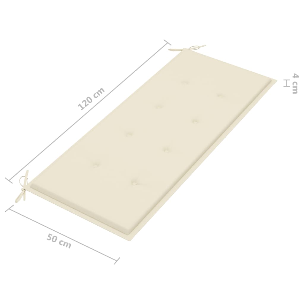Banc de jardin empilable et coussin 128,5cm Bois de teck massif 16 - 9