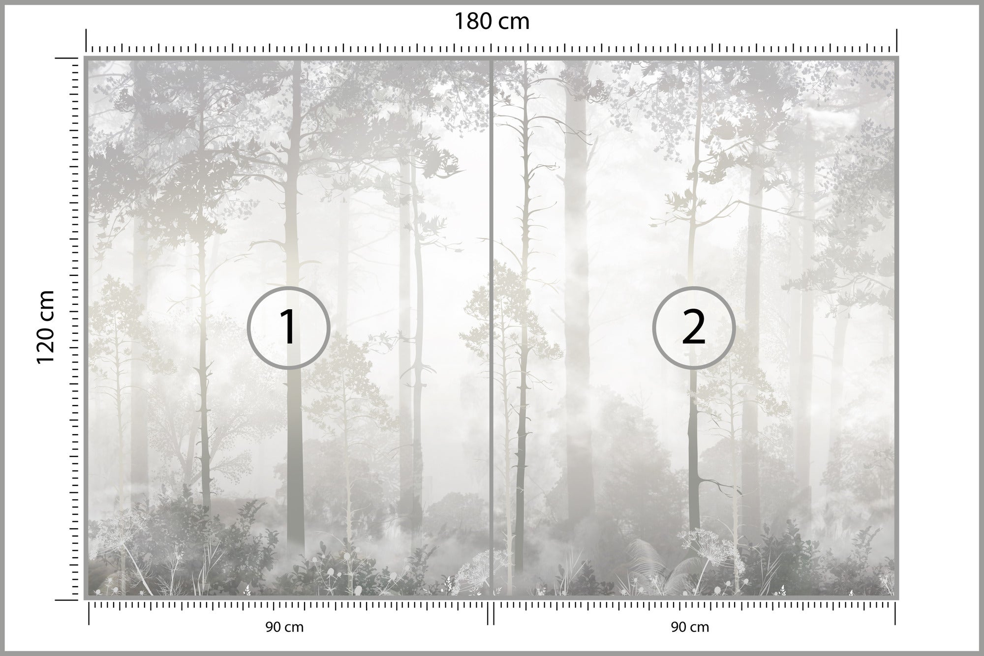 Vlieseline Papier Peint Photo Pour Chambre FORÊT Arbres Vintage Style 180cm x 120cm - 2